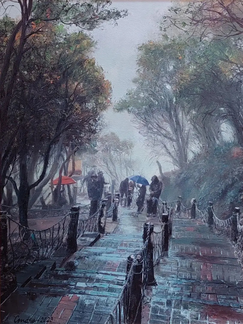 The Charm of the White Crater Mist by Condro Puspitosari, Oil on Canvas