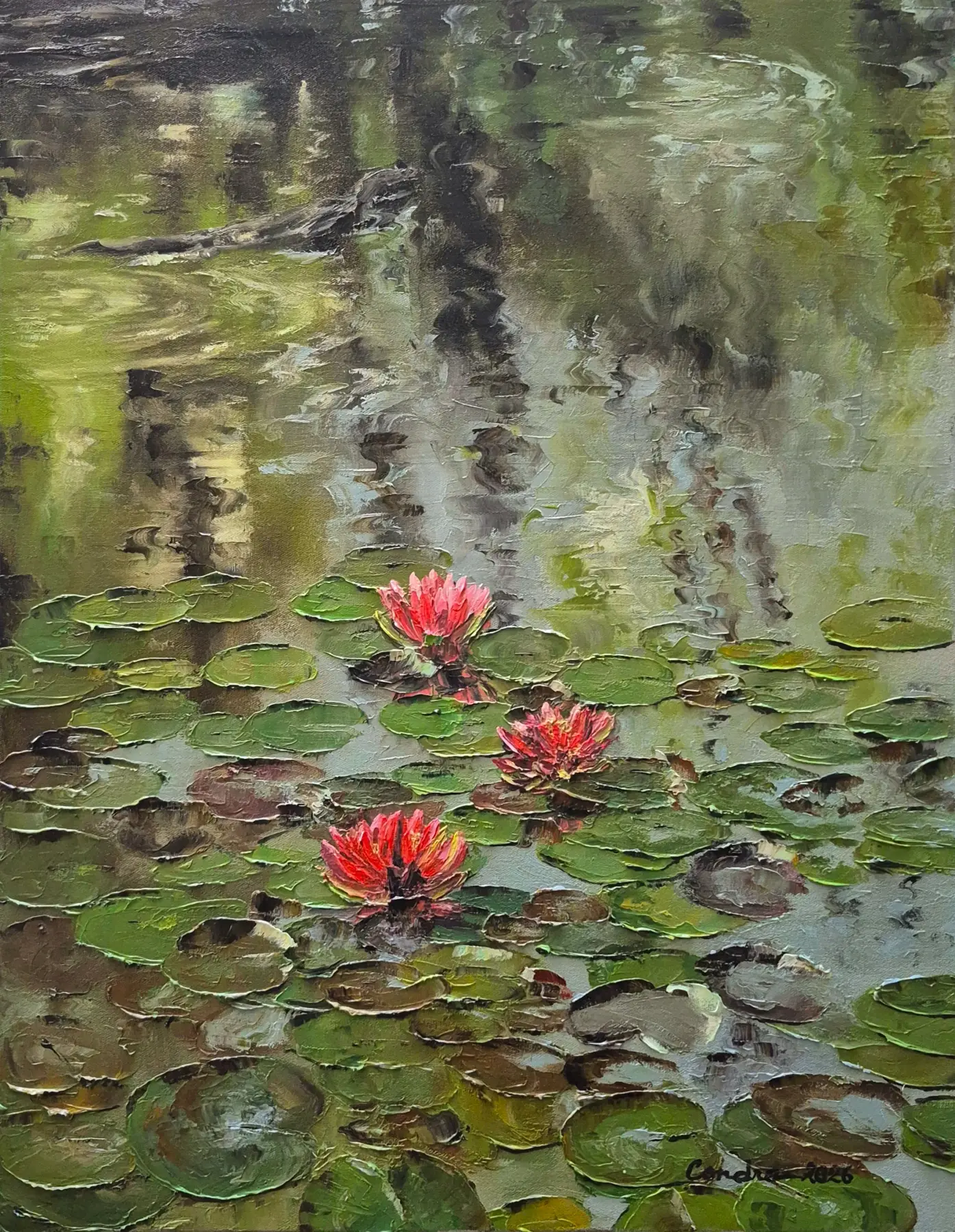 Mekar Dengan Damai by Condro Puspitosari, Oil on Canvas