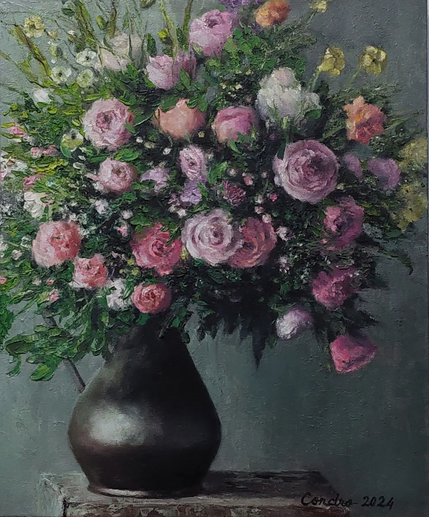 A Small Nirvana in a Vase by Condro Puspitosari, Oil on Canvas